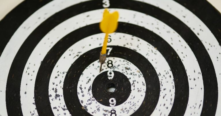 Dart arrow on a dart table.