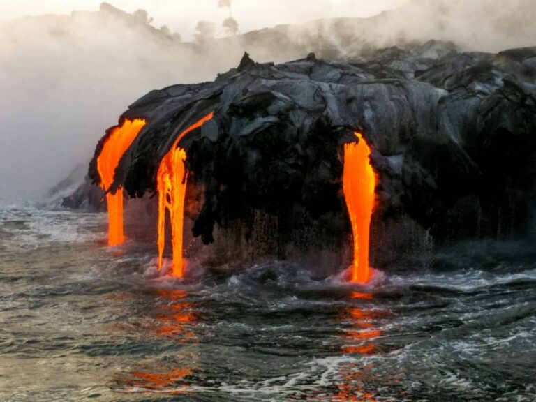 Volcano lava erupting.