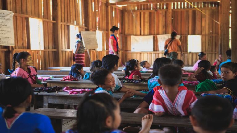 Children in class, learning