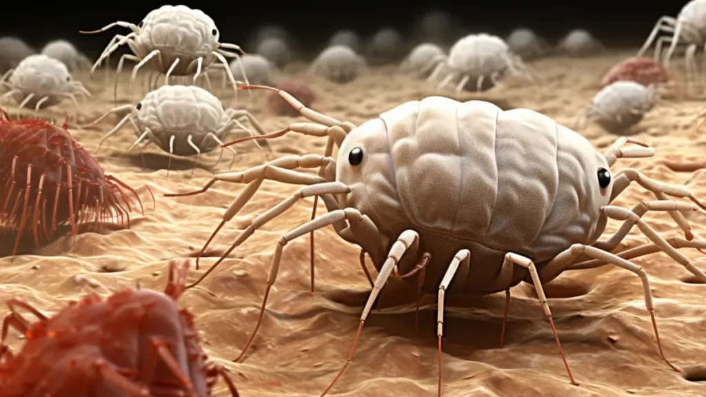 Examples of mites of different colors in a digital representation