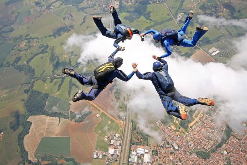 Team collaboration.  Skydiving.