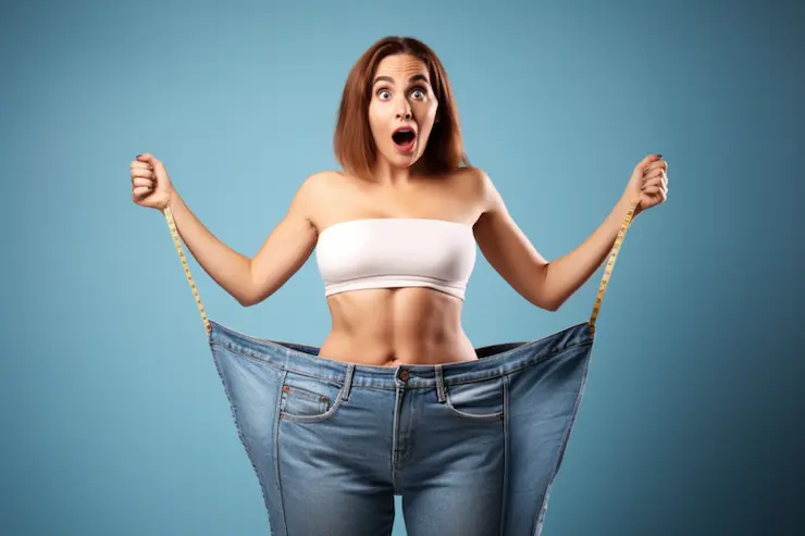 220 examples of health supplements and their uses (both natural and commercial) 5 Woman showing off old jeans and the level of weight loss